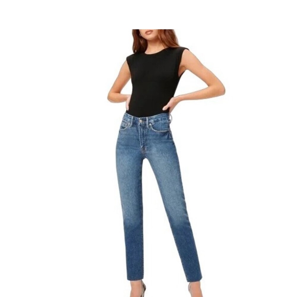 Good American Good Classic Raw Hem Medium Wash Women's 4/27